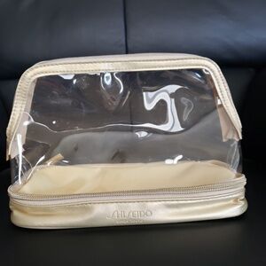 Shiseido Two Pocket Gold Cosmetic Bag - New without tag